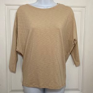 Rachel Zoe Tan Top 3/4 Dolman Batwing Sleeve Soft Modal Cotton Spandex Worn 1x M